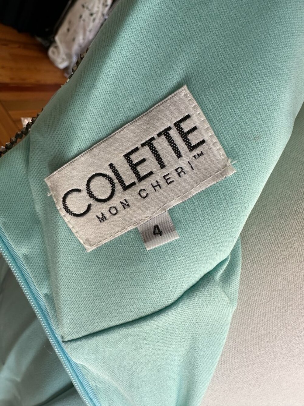 NWT Colette by Mon Cheri Aqua Beaded Prom Gown Style 8065CL - Size 4 - Picture 10 of 10